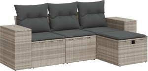 vidaXL vidaXL 4-cz. zestaw wypoczynkowy do ogrodu, poduszki, jasnoszary 2