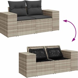 vidaXL vidaXL 4-cz. zestaw wypoczynkowy do ogrodu, poduszki, jasnoszary 7