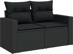 vidaXL 9-cz. zestaw wypoczynkowy do ogrodu, z poduszkami, czarny 5