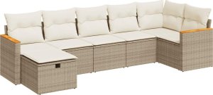 vidaXL vidaXL 7-cz. zestaw wypoczynkowy do ogrodu, z poduszkami, beżowy 2