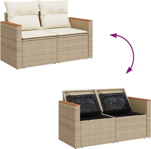 vidaXL vidaXL 7-cz. zestaw wypoczynkowy do ogrodu, z poduszkami, beżowy 7