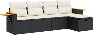 vidaXL vidaXL 5-cz. zestaw wypoczynkowy do ogrodu, poduszki, czarny rattan PE 2