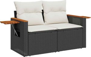 vidaXL vidaXL 5-cz. zestaw wypoczynkowy do ogrodu, poduszki, czarny rattan PE 3