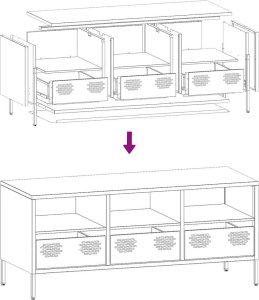 vidaXL vidaXL Szafka RTV, czarna, 101,5x39x43,5 cm, stal walcowana na zimno 10