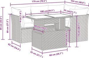 vidaXL 5-cz. zestaw mebli ogrodowych z poduszkami, beżowy, polirattan 11