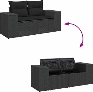 vidaXL vidaXL 4-cz. zestaw wypoczynkowy do ogrodu, poduszki, czarny rattan PE 7