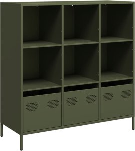 vidaXL vidaXL Szafka, oliwkowa, 101,5x39x103,5 cm, stal 2