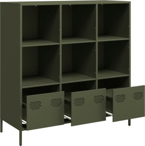 vidaXL vidaXL Szafka, oliwkowa, 101,5x39x103,5 cm, stal 4