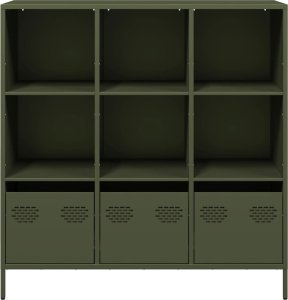 vidaXL vidaXL Szafka, oliwkowa, 101,5x39x103,5 cm, stal 5
