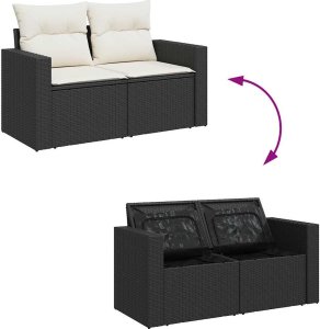 vidaXL 7-cz. zestaw wypoczynkowy do ogrodu, z poduszkami, czarny 9