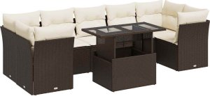 vidaXL 8-cz. zestaw wypoczynkowy do ogrodu, z poduszkami, brązowy 2