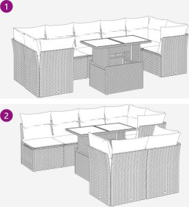 vidaXL 8-cz. zestaw wypoczynkowy do ogrodu, z poduszkami, brązowy 9
