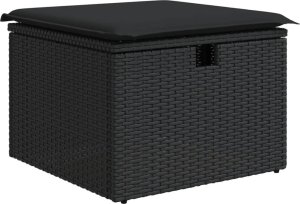 vidaXL vidaXL 9-cz. zestaw wypoczynkowy do ogrodu, z poduszkami, czarny 6