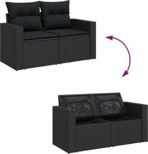 vidaXL vidaXL 9-cz. zestaw wypoczynkowy do ogrodu, z poduszkami, czarny 10