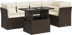 vidaXL 6-cz. zestaw wypoczynkowy do ogrodu, z poduszkami, brązowy 2