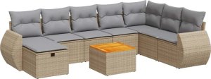 vidaXL vidaXL 9-cz. zestaw mebli ogrodowych z poduszkami, beżowy, polirattan 2