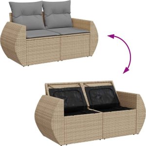 vidaXL vidaXL 9-cz. zestaw mebli ogrodowych z poduszkami, beżowy, polirattan 10