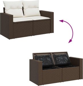 vidaXL 10-cz. zestaw mebli ogrodowych z poduszkami, brązowy polirattan 9