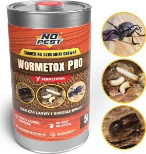 NO PEST Środek Preparat na Korniki Kołatki Spuszczele Szkodniki Drewna Impregnat Do Drewna 5L 3