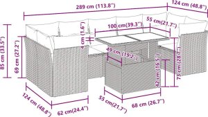 vidaXL 8-cz. zestaw mebli ogrodowych z poduszkami, beżowy, polirattan 12