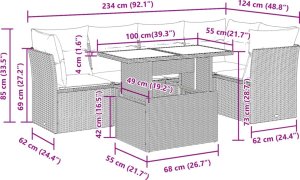 vidaXL 6-cz. zestaw mebli ogrodowych z poduszkami, beżowy, polirattan 12