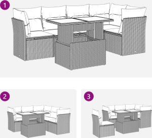 vidaXL 6-cz. zestaw mebli ogrodowych z poduszkami, czarny polirattan 9