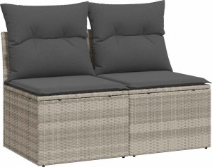 vidaXL vidaXL 4-cz sofa ogrodowa z poduszkami, jasnoszary, rattan PE i akacja 2