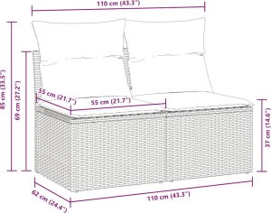 vidaXL vidaXL 4-cz sofa ogrodowa z poduszkami, jasnoszary, rattan PE i akacja 6