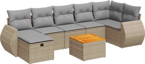 vidaXL vidaXL 8-cz. zestaw mebli ogrodowych z poduszkami, beżowy, polirattan 2