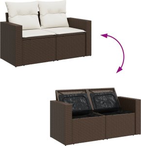 vidaXL vidaXL 8-cz. zestaw wypoczynkowy do ogrodu, z poduszkami, brązowy 9