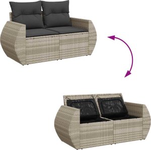 vidaXL vidaXL 5-cz. zestaw mebli do ogrodu, poduszki, jasnoszary rattan PE 7