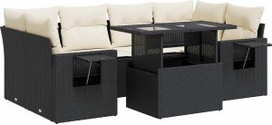 vidaXL 7-cz. zestaw wypoczynkowy do ogrodu, z poduszkami, czarny 2