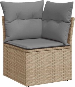 vidaXL 10-cz. zestaw mebli ogrodowych z poduszkami, beżowy, polirattan 4