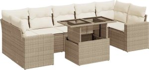 vidaXL 8-cz. zestaw mebli ogrodowych z poduszkami, beżowy, polirattan 2