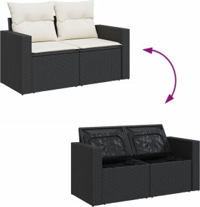 vidaXL vidaXL 8-cz. zestaw wypoczynkowy do ogrodu, z poduszkami, czarny 9