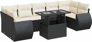 vidaXL 8-cz. zestaw wypoczynkowy do ogrodu, z poduszkami, czarny 2