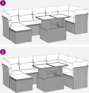 vidaXL 8-cz. zestaw wypoczynkowy do ogrodu, z poduszkami, czarny 10