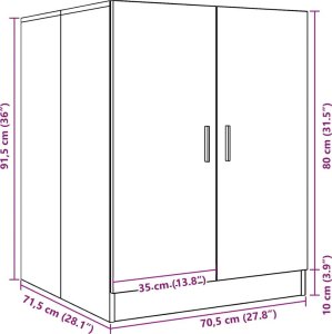 vidaXL Szafka na pralkę, szarość betonu, 70,5x71,5x91,5cm 10
