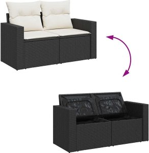 vidaXL 8-cz. zestaw wypoczynkowy do ogrodu, z poduszkami, czarny 9