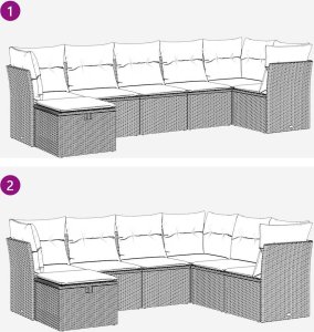 vidaXL 7-cz. zestaw wypoczynkowy do ogrodu, z poduszkami, beżowy 9