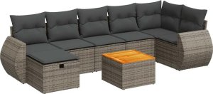 vidaXL 8-cz. zestaw mebli ogrodowych z poduszkami, szary, polirattan 2