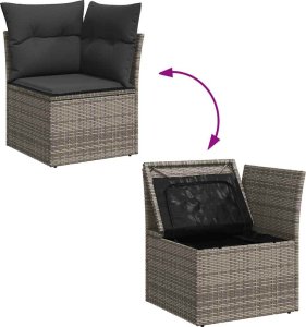 vidaXL 8-cz. zestaw mebli ogrodowych z poduszkami, szary, polirattan 9