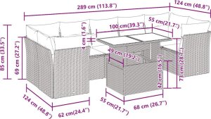vidaXL 8-cz. zestaw mebli ogrodowych z poduszkami, beżowy, polirattan 12