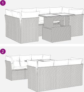 vidaXL 8-cz. zestaw mebli ogrodowych z poduszkami, beżowy, polirattan 9