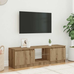 vidaXL Szafka pod TV z oświetleniem LED, dąb artisan, 120x30x36 cm 3