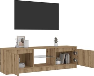 vidaXL Szafka pod TV z oświetleniem LED, dąb artisan, 120x30x36 cm 4