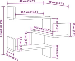 vidaXL Narożna półka ścienna, stare drewno, 40x40x49,5 cm 10