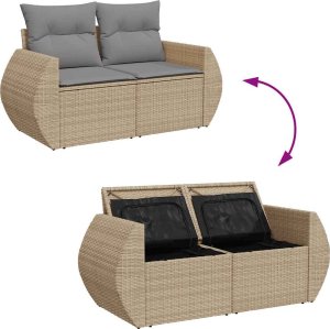 vidaXL 8-cz. zestaw mebli ogrodowych z poduszkami, beżowy, polirattan 9