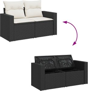 vidaXL 10-cz. zestaw wypoczynkowy do ogrodu, z poduszkami, czarny 9