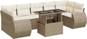 vidaXL 8-cz. zestaw mebli ogrodowych z poduszkami, beżowy, polirattan 2